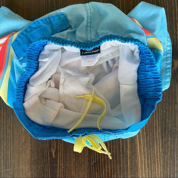 Boys Laguna & Kanu Surf Swim Trunks Blue, Green Stripes Size Small 8 - Picture 3 of 11